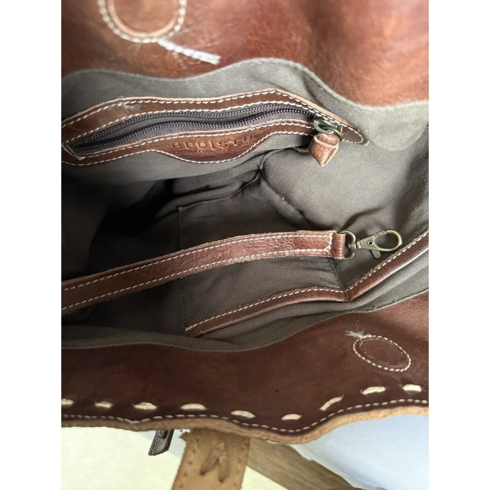 Bed Stu Leather Barra Tote Shoulder Bag Purse Handbag Brown Distressed EUC
